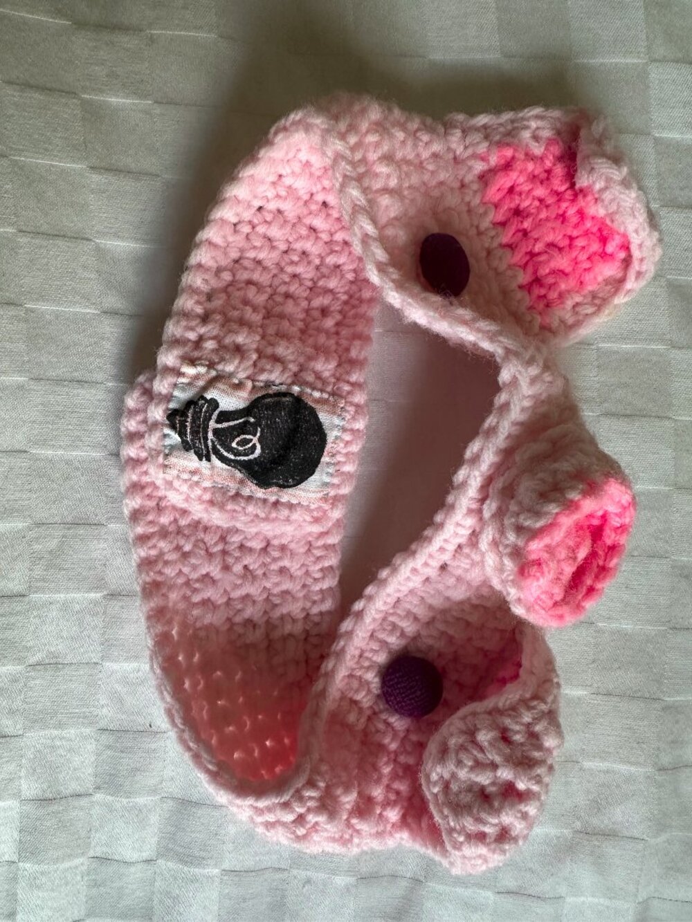 cute pink knit crochet pig headband